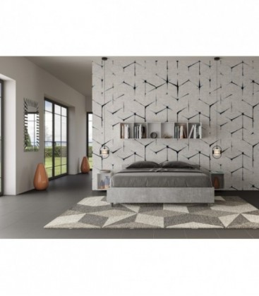 Letto matrimoniale Nuamo con rete 160x190 - Cemento