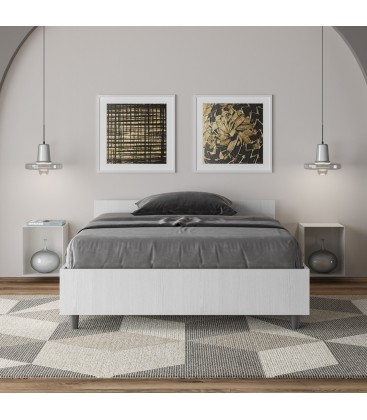 Letto una piazza e mezza Nuamo con rete 120x190 - Bianco Frassino