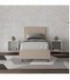 Letto singolo Adele imbottito 80x190 senza rete - rivestimento similpelle tortora