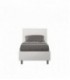 Letto singolo Adele imbottito 80x190 con rete - rivestimento similpelle bianco