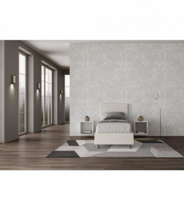 Letto singolo Adele imbottito 80x190 con rete - rivestimento similpelle bianco