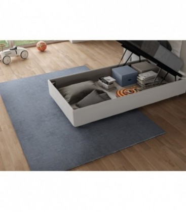 Letto singolo Adele imbottito 80x190 contenitore - rivestimento similpelle bianco