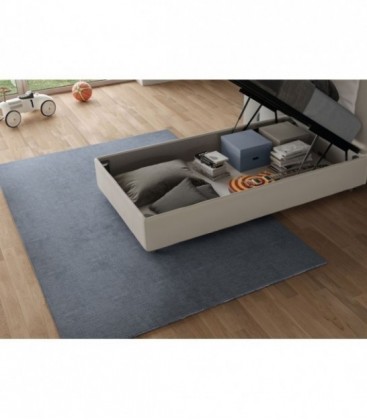 Letto singolo Adele imbottito 80x190 contenitore - rivestimento similpelle tortora