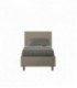 Letto singolo Adele imbottito 80x190 contenitore - rivestimento similpelle cappuccino