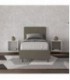 Letto singolo Adele imbottito 80x190 contenitore - rivestimento similpelle cappuccino