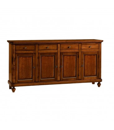 Credenza in legno arte povera 4 porte 4 cassetti Noce