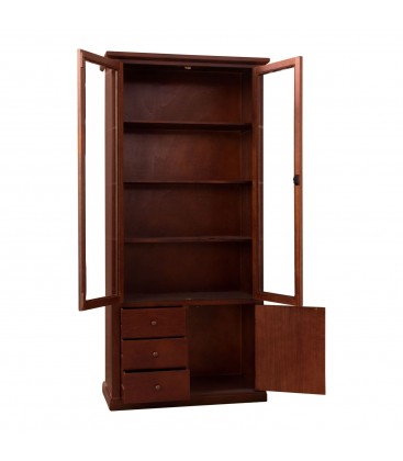 Libreria 2 ante + 3 cassetti e anta chiusa in legno Noce