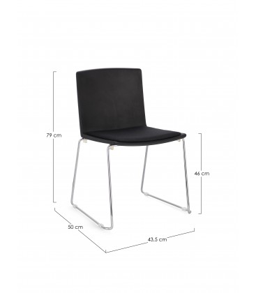 Sedia GIULIA seduta imbottita colore Nero gambe cromo