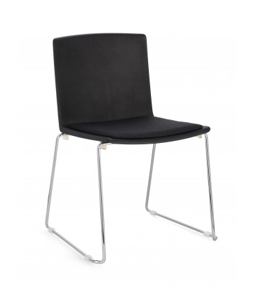 Sedia GIULIA seduta imbottita colore Nero gambe cromo