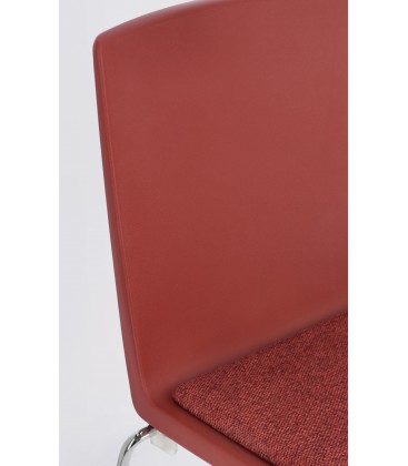 Sedia GIULIA seduta imbottita colore Rosso gambe cromo