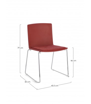 Sedia GIULIA seduta imbottita colore Rosso gambe cromo