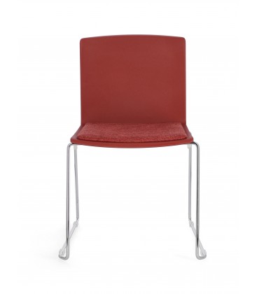Sedia GIULIA seduta imbottita colore Rosso gambe cromo