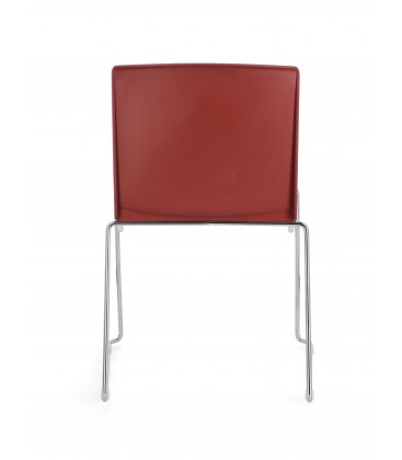 Sedia GIULIA seduta imbottita colore Rosso gambe cromo