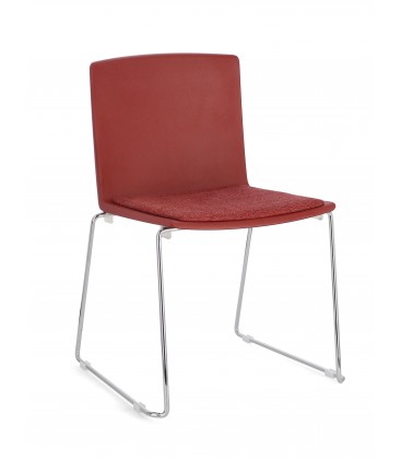 Sedia GIULIA seduta imbottita colore Rosso gambe cromo
