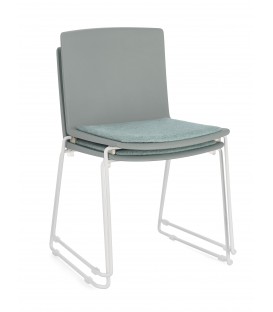 Sedia GIULIA seduta imbottita colore Verde Salvia gambe cromo