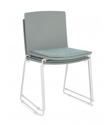 Sedia GIULIA seduta imbottita colore Verde Salvia gambe cromo