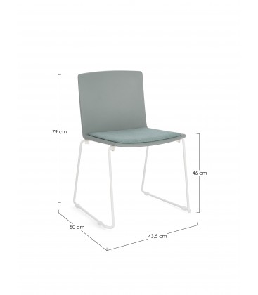Sedia GIULIA seduta imbottita colore Verde Salvia gambe cromo