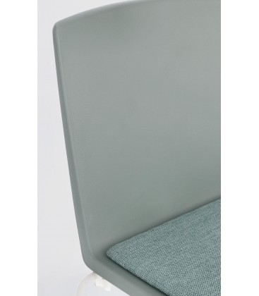 Sedia GIULIA seduta imbottita colore Verde Salvia gambe cromo
