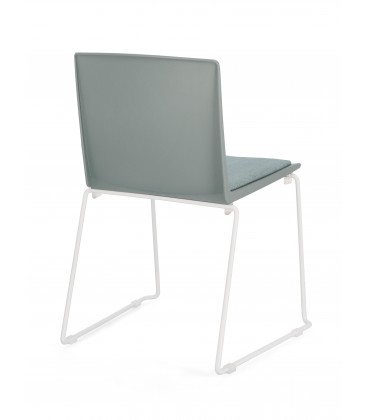 Sedia GIULIA seduta imbottita colore Verde Salvia gambe cromo