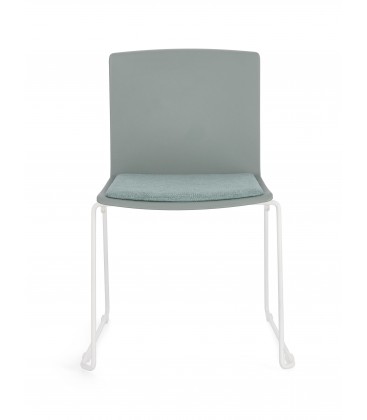 Sedia GIULIA seduta imbottita colore Verde Salvia gambe cromo