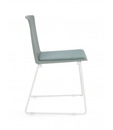 Sedia GIULIA seduta imbottita colore Verde Salvia gambe cromo