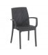 Sedia con braccioli impilabile effetto rattan in poliuretano per giardino