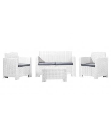 Salotto per esterno effetto rattan in polipropilene (4 posti + tavolino)