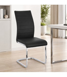 Sedia MYRA con rivestimento in ecopelle - Nero