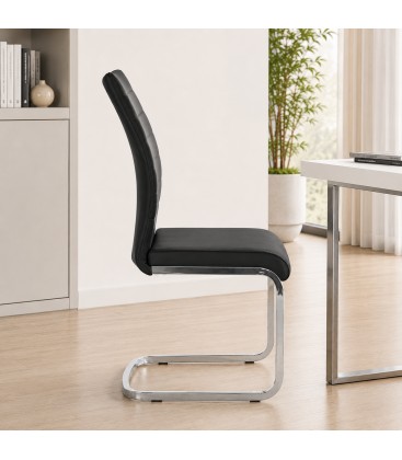 Sedia MYRA con rivestimento in ecopelle - Nero