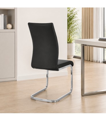 Sedia MYRA con rivestimento in ecopelle - Nero