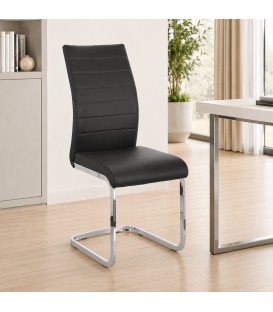 Sedia MYRA con rivestimento in ecopelle - Grigio Scuro