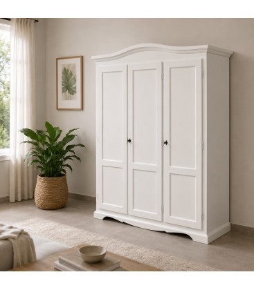 Armadio Legno 3 Porte Laccato Bianco