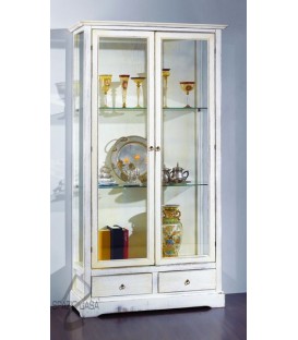 Vetrina 2 ante con cassetti - Bianco Decò
