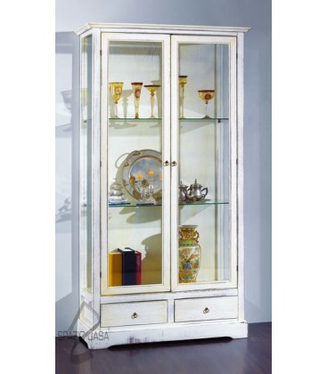 Vetrina 2 ante con cassetti - Bianco Decò