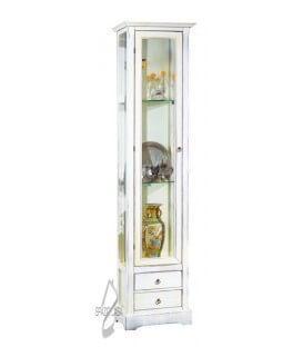 Vetrina alta 1 ante con cassetti - Bianco Decò