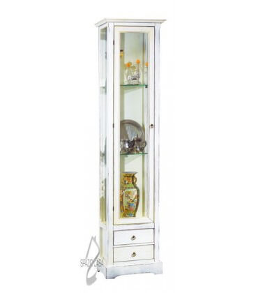 Vetrina alta 1 ante con cassetti - Bianco Decò