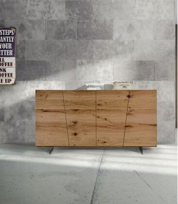 Credenza in rovere nodato spazzolato piedi in metallo