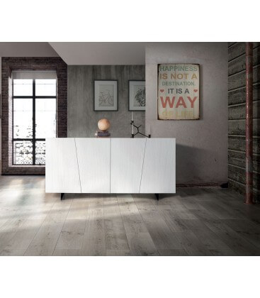 Credenza in abete bianco spazzolato piedi in metallo