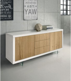 Credenza moderna bianco e rovere con piedi in metallo