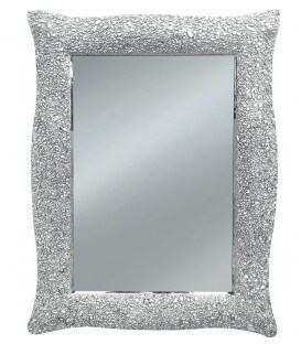 Specchio con cornice ondulata argento effetto mosaico