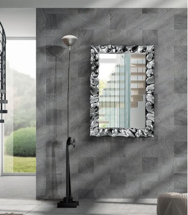 Specchiera con cornice moderna effetto argento