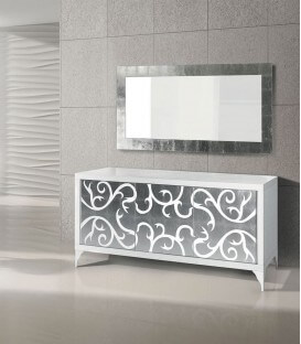 Credenza moderna in Legno bianca e argento