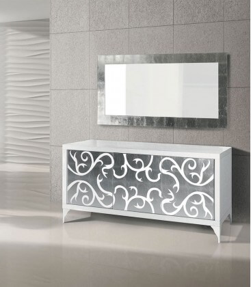 Credenza moderna in Legno bianca e argento