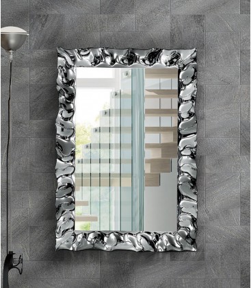 Specchiera con cornice moderna effetto argento