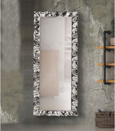 Specchiera moderna 170x70 con cornice argento in vetro
