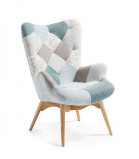 Poltrona patchwork imbottita con braccioli e schienale