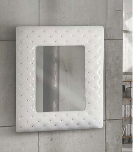 Specchiera 100x92 con cornice bianca e swarovski