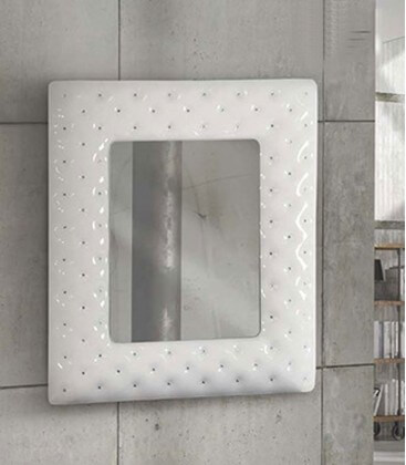 Specchiera 100x92 con cornice bianca e swarovski
