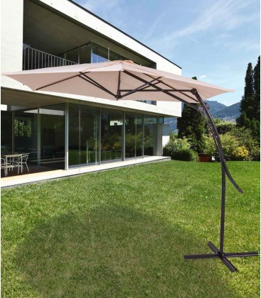 Ombrellone parasole Coveri Garden Coffee ø 2,7 m palo laterale base a croce