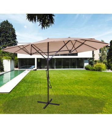 Ombrellone parasole Ecrù Coveri Garden 2,5 x 4,3 m palo laterale base a croce